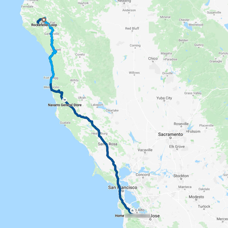 Route for the day. Map data (c) Google.