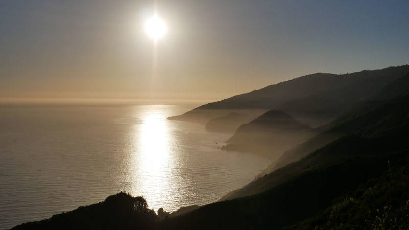 Sunset in Big Sur, CA, looking from Nacimiento-Fergusson Road